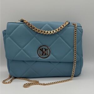 Elegant Blue Quilted Chain Bag